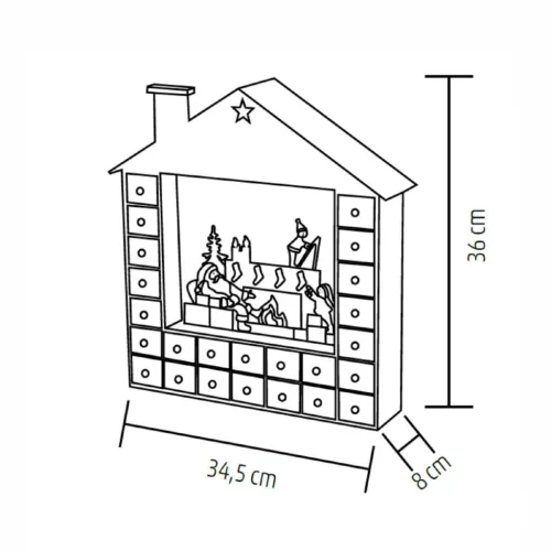 HOME KLW24 LED-es adventi naptár, 10 db melegfehér LED, fa és műanyag, elemes tápellátás, beltéri kivitel