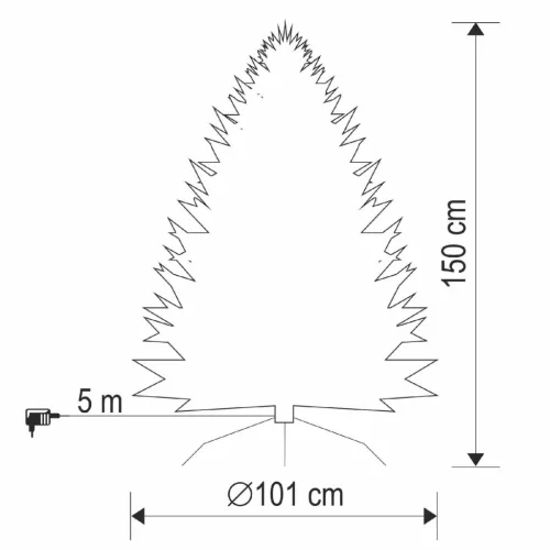 HOME KMF8LED150 havas műfenyő LED-ekkel, 170db melegfehér LED, 150cm magas, 101cm átmérő, 3D és 2D tűlevelek, hálózati tápellátás, beltéri kivitel