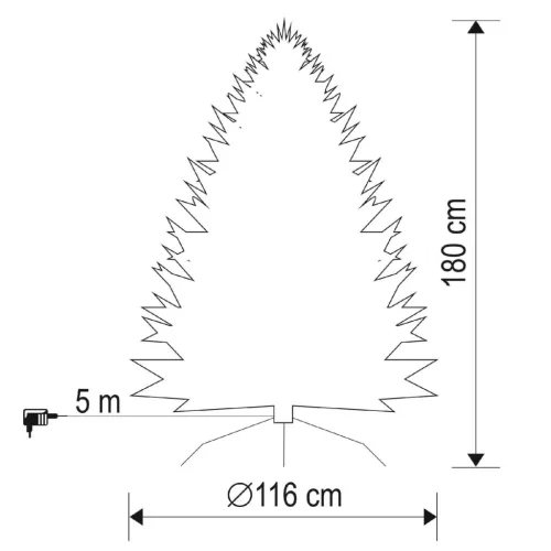 HOME KMF8LED180 havas műfenyő LED-ekkel, 250db melegfehér LED, 180cm magas, 116cm átmérő, 3D és 2D tűlevelek, hálózati tápellátás, beltéri kivitel
