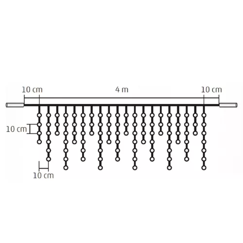 Home KSF 200/WW LED-es fényfüggöny, 4 m / 200 db melegfehér LED, állófényű, fekete vezeték, sorolható, kül- és beltéri kivitel
