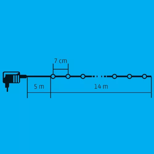 Home LED 208C/WW LED-es fényfüzér, 14 m / 200 db melegfehér LED, 8 fényprogram, zöld vezeték, hálózati adapter, kül- és beltéri kivitel