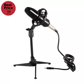   SAL M 12 stúdiómikrofon-szett, stabil asztali állvány, rezgéscsillapított, kondenzátormikrofon, kardioid iránykarakterisztika, XLR