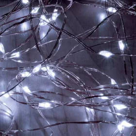   Home ML 200/WH micro LED-es fényfüzérköteg, 200 db hidegfehér micro LED, 10 ágú, vékony, ezüstszínű vezeték, hálózati adapter, kül- és beltéri kivitel