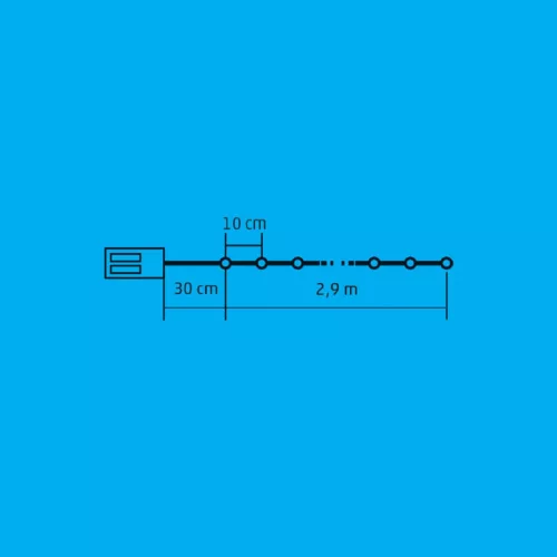 Home ML 30/WH micro LED-es fényfüzér, 2,9 m / 30 db hidegfehér micro LED, állófényű, kapcsolható és időzíthető, átlátszó vezeték, elemes, beltéri kivitel