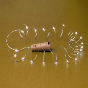   Home MLD 20/WW micro LED-es fényfüzér, 2 m / 20 db melegfehér micro LED, állófényű, átlátszó vezeték, gombelemes, dugó alakú elemtartó, beltéri kivitel