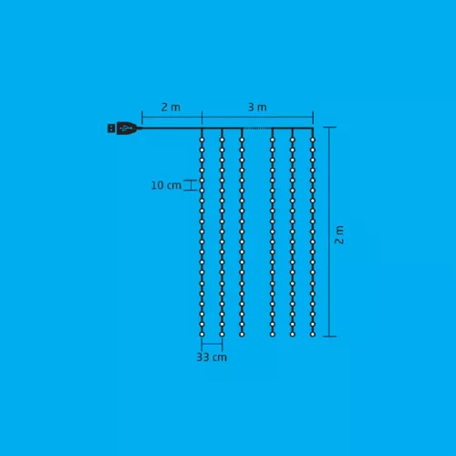 Home MLF 200/WH micro LED-es fényfüggöny, 3x2 m / 200 db hidegfehér micro LED, 8 fényprogram, távirányító, USB csatlakozó, beltéri kivitel