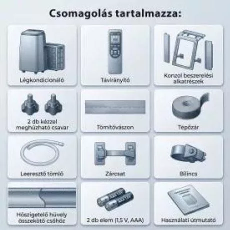 HOME MOBILSPLIT12 mobil hűtő-fűtő split klíma, 3,5 kW, wifi, 4 üzemmód, LED kijelző, távirányító