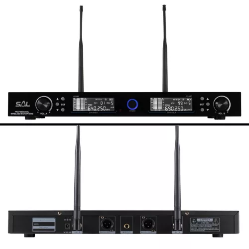 SAL MVN 910 vezeték nélküli mikrofonszett, digitális zajszűrés, 2x100 csatorna, ~140 m hatótáv, UHF frekvenciasáv, rack kompatibilis