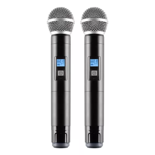 SAL MVN610 professzionális vezeték nélküli mikrofon szett, kb.50m hatótávolság, fém kézi mikrofonok, asztali profi vevőegység, automatikus párosítás, 2x100 UHF csatorna a zavarmentes vételért