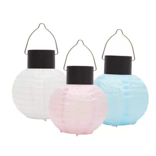 Home MX205 napelemes lampion, 3db-os szett, 1 db melegfehér LED, nylon, 30 g, gombakkumulátor, fehér vagy kék vagy rózsaszín