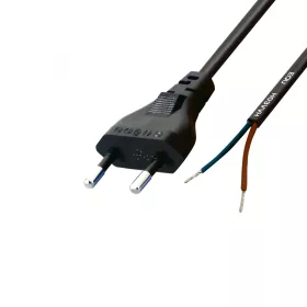   Home N 2/VDE hálózati csatlakozókábel, 1,5 m, H03VVH2-F 2x0,75 mm2 kábel, ónozott véggel, max.500W, fekete