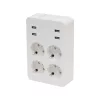 Home NV 4 USB tálcás USB-s elosztó, 4 földelt aljzat, 4 USB aljzat össz 2,4A, elforgatható csatlakozódugó, max.3680W