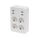 Home NV41USB tálcás USB-s elosztó, 4 földelt aljzat, 4 USB aljzat össz. 1,9A, elforgatható csatlakozódugó, max.3680W,