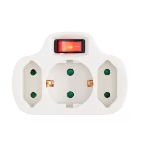   Home NVK 3/WH hálózati elosztó, kapcsolós 3 aljzat ( 1 földelt + 2 euró ), 250 V ~/ 50 Hz / 16 A / 3500 W