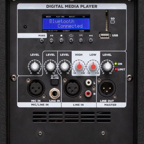 SAL PAP43BT professzionális hangdoboz, 38cm mélysugárzó, ma. 1200 W, aktív zenekari hangdoboz, Bluetooth, MP3, USB, SD, multimédia lejátszó, digitális kijelző