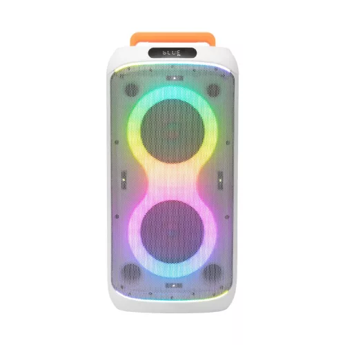 SAL PAR216WH party hangfal, 60 W, 2-utas bassz-reflex, 3 hangszóró, Bluetooth, MP3, digitális kijelző, LED fényeffekt, mikrofonnal