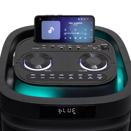 SAL PAR2400BT party hangdoboz, 160 Watt, beépített akkumulátor és LED fény, Bluetooth, USB/microSD zenelejátszás, gitár és mikrofon bemenetek, 2-utas, 3 hangszóró