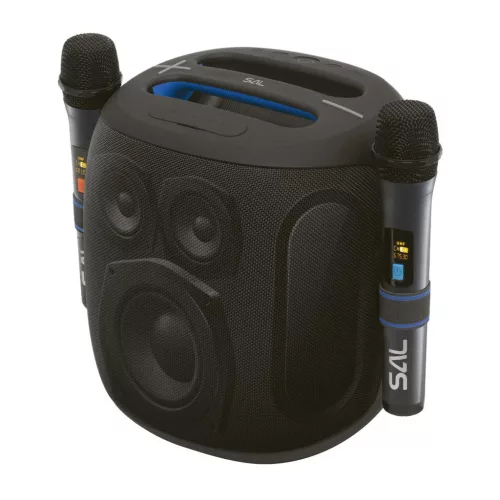 SAL PARCUBE boombox, 100 W, 2db vezeték nélküli mikrofon, 5db hangszóró, LED fényeffekt, IPX6 védelem, bluetooth
