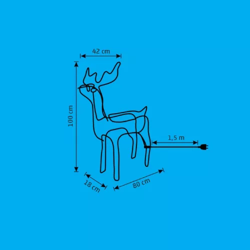 Home ROPE 1 szarvas figura, borostyánszínű LED, fém váz, talpra hajtható, IP44, kültéri, beltéri