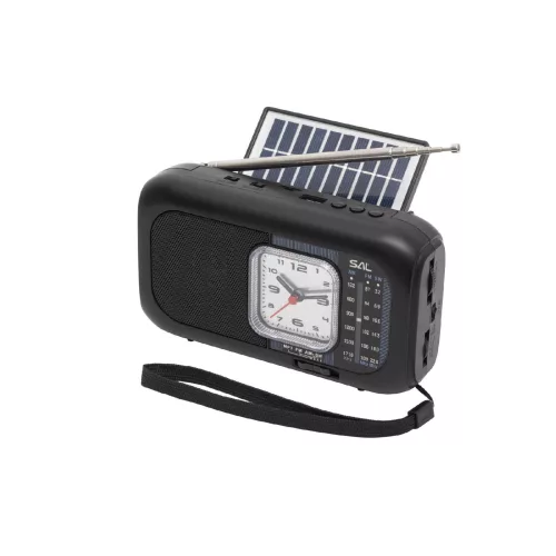 SAL RPH3 napelemes rádió és multimédia lejátszó, hibrid töltés, 3 sávos, napelemes, Bluetooth, cserélhető akkumulátor