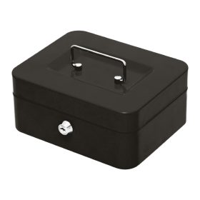   HOME SAFEMONEY pénzkazetta, acél, kivehető aprópénz tároló rekesz, 2 kulccsal, hordozható, 200x90x160mm