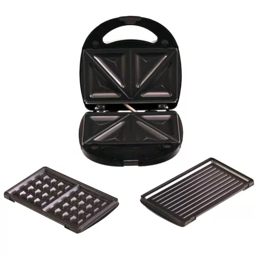 HAUSER STI-622 szendvicssütő, max. 760 W, 3 az 1-ben, tapadásmentes bevonat, inox burkolat