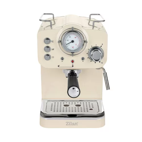 Zilan ZLN2992 retró eszpresszó kávéfőző, 1100 W, 15 bar, 1,25 liter kapacitás, tejhabosító, bézs