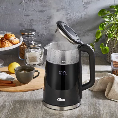 Zilan ZLN7859 vízforraló, max. 2200 W, 1,5 literes, rejtett fűtőszál, digitális kijelző