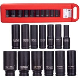   13 darabos dugókulcs készlet pneumatikus ütvecsavarozókhoz tokban 1/2"-os csatlakozás, 10-32 mm Rotake RT-013K