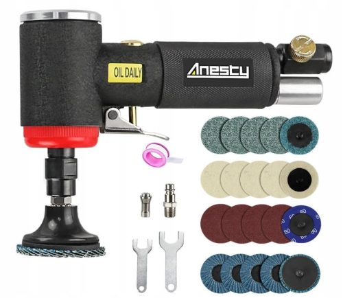 Pneumatikus sarokcsiszoló + Kerék és kő készlet