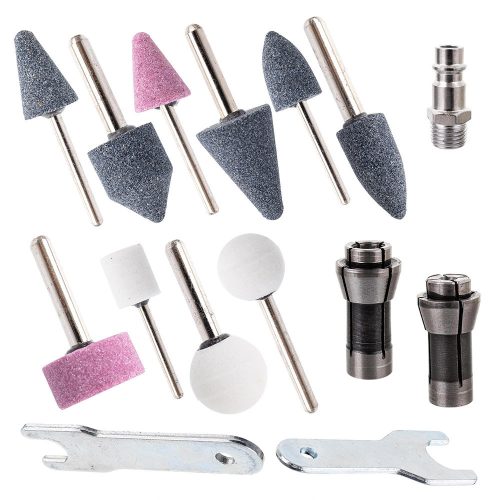 Pneumatikus egyenes köszörű/csíszoló készlet műanyag kofferben + fejek Technic AT-7032LBK