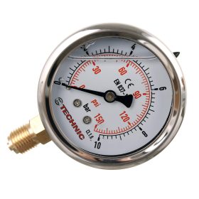   Manométer, nyomásmérő óra 0-12 bar alsó csatlakozással 1/4" (glicerin csillapítással)