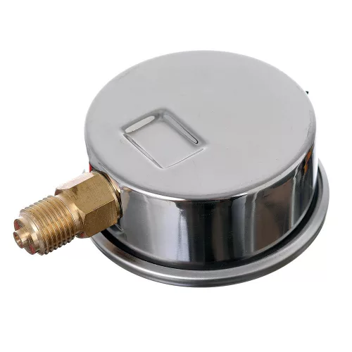Glicerines nyomásmérő óra/manométer, 63mm, 0-600 bar,  1/4" alsó csatlakozással - TC Technic