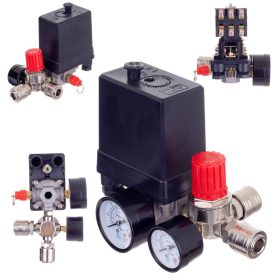   Nyomáskapcsoló kompresszorokhoz nyomásszabályozóval és 2 db mérőórával 400V 1/4" Technic PL400-2