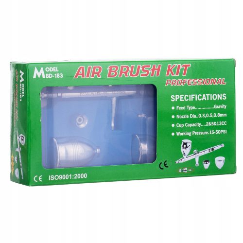 Professzionális airbrush pisztoly 0,8 mm-es fúvókával 3 tartállyal Fengda BD-183