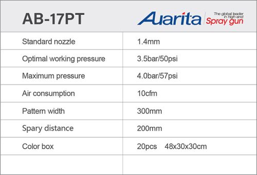 Szórópisztoly nyomástartó tartályokhoz Auarita AB-17PT  HVLP  1,4 mm