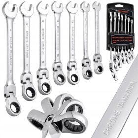   7 db-os csuklós racsnis csillag-villáskulcs készlet  8-19 mm TC Technic E1612