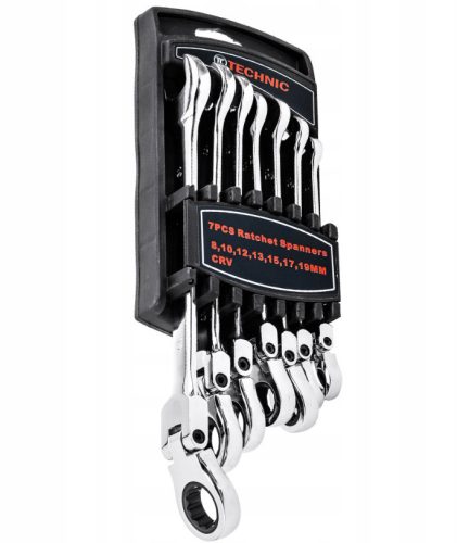 7 db-os csuklós racsnis csillag-villáskulcs készlet  8-19 mm TC Technic E1612