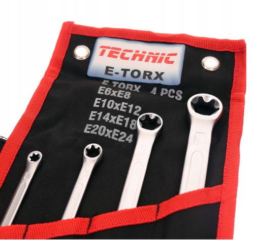 4 részes Torx gyűrűs villáskulcs készlet E6 - E24 külső TC Technic E1325