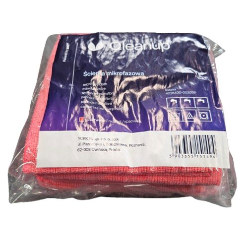 Kiváló minőségű mikroszálas törlőkendő csomag 30x30 cm, (10 darab) piros, 250gsm - QLEANUP RED