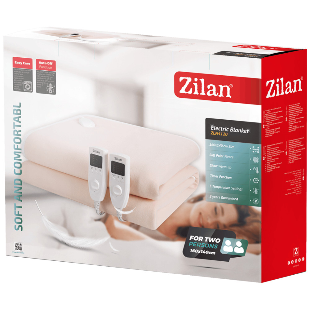 Zilan ZLN4120/BK (double) Elektromos takaró, dupla szélesség, 2 x 60 W, 160 x 140 cm, fekete termék 2. képe