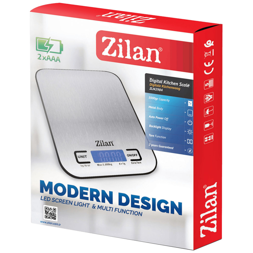 Zilan ZLN2984 Konyhai mérleg, 5 kg-ig, INOX termék 2. képe