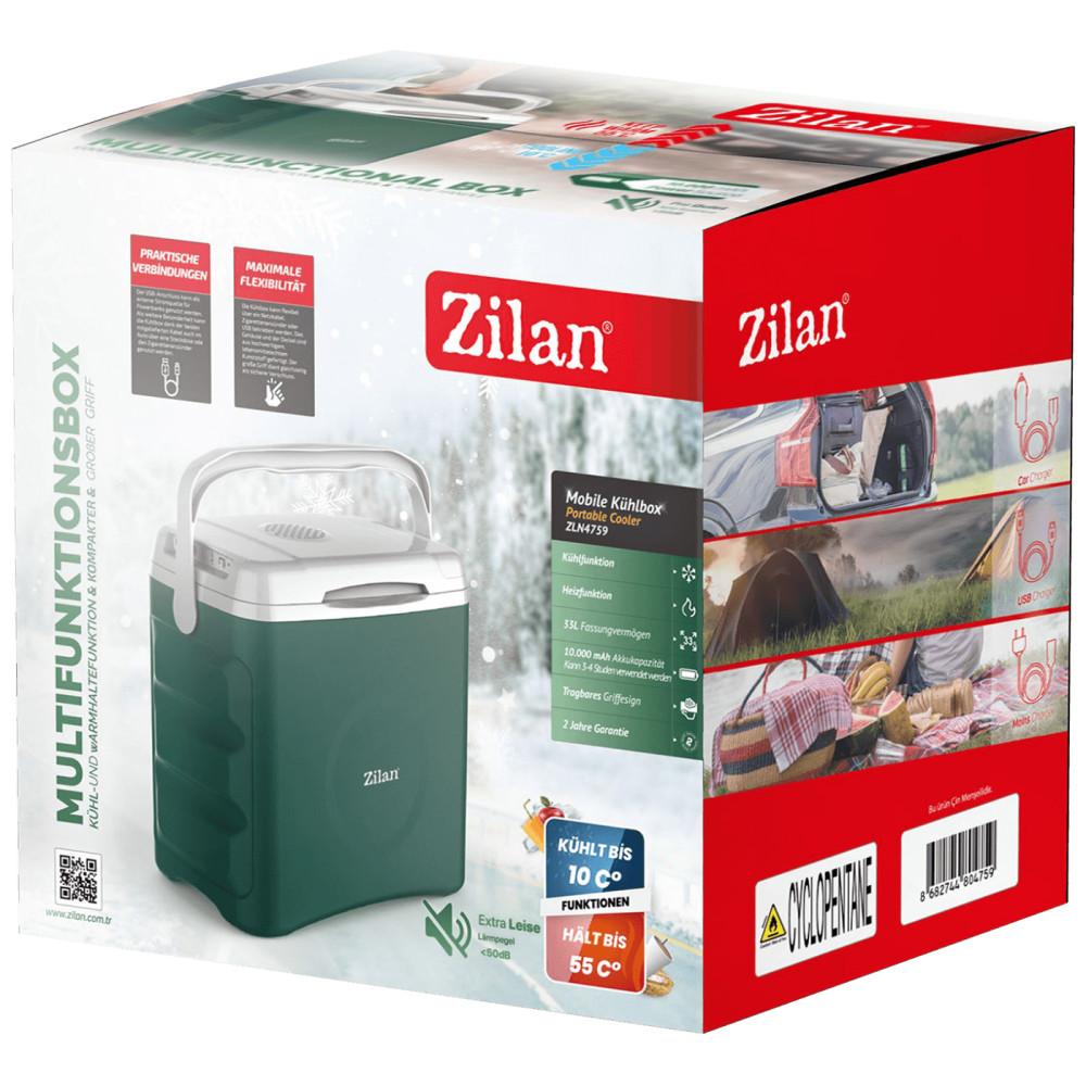 Zilan ZLN4759 Elektromos hűtőtáska, 55W, 12V/230V, 33 liter, hűtés-fűtés termék 2. képe