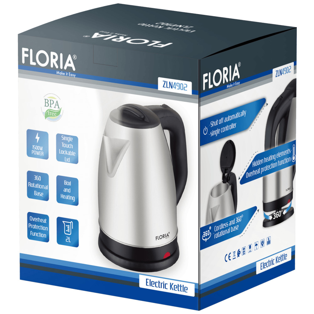 Floria ZLN4902 Vízforraló, 1500W, 2 liter, szűrővel termék 2. képe