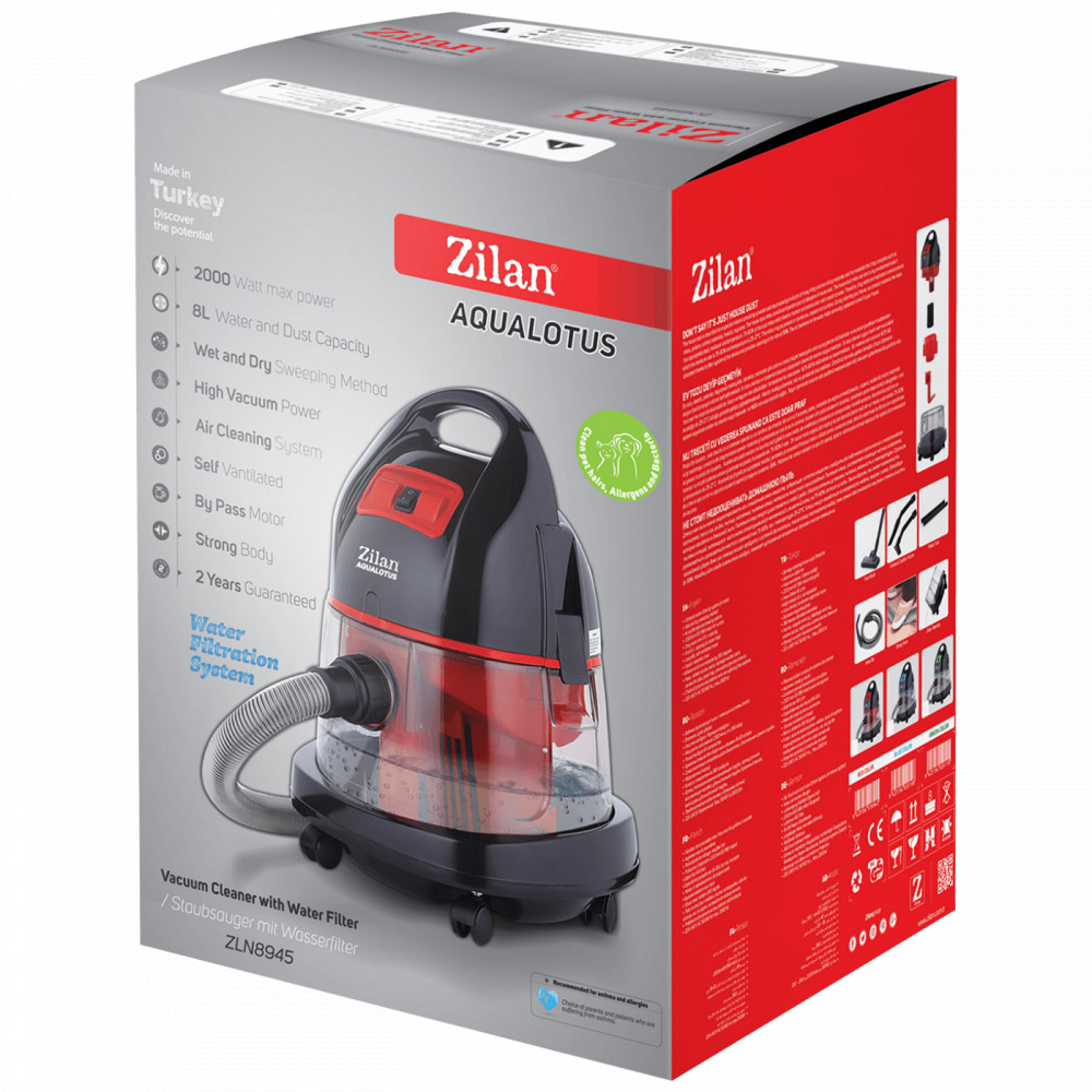 Zilan ZLN8945/GY Porszívó, száraz-nedves, 8L portartály, 1600W termék 2. képe