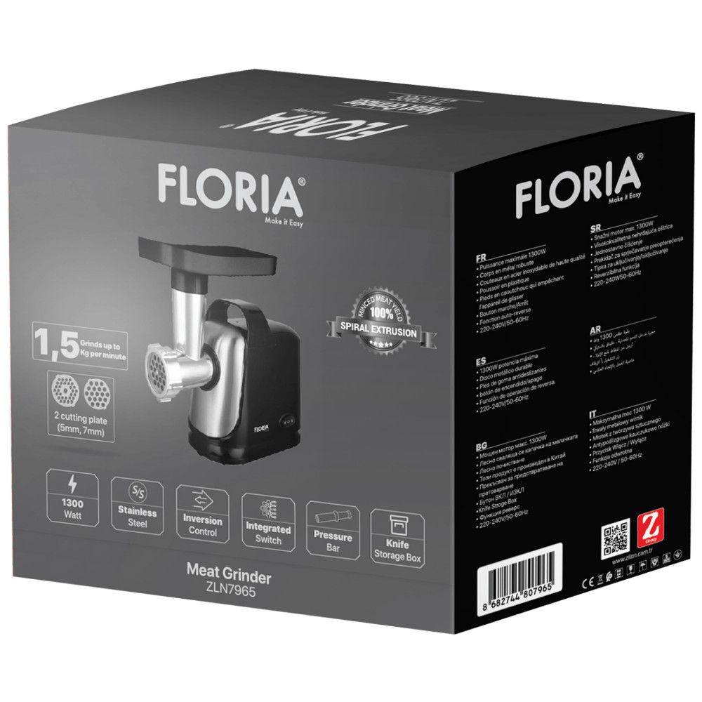 Floria ZLN7965 Elektromos húsdaráló, 1300W, megfordítható funkció termék 2. képe