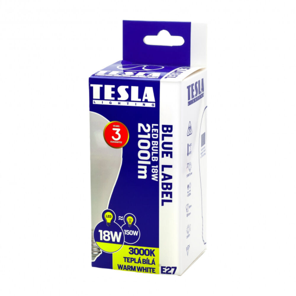 Tesla - LED izzó, E27, 18W, 230V, 2100lm, 3000K, 220° termék 2. képe
