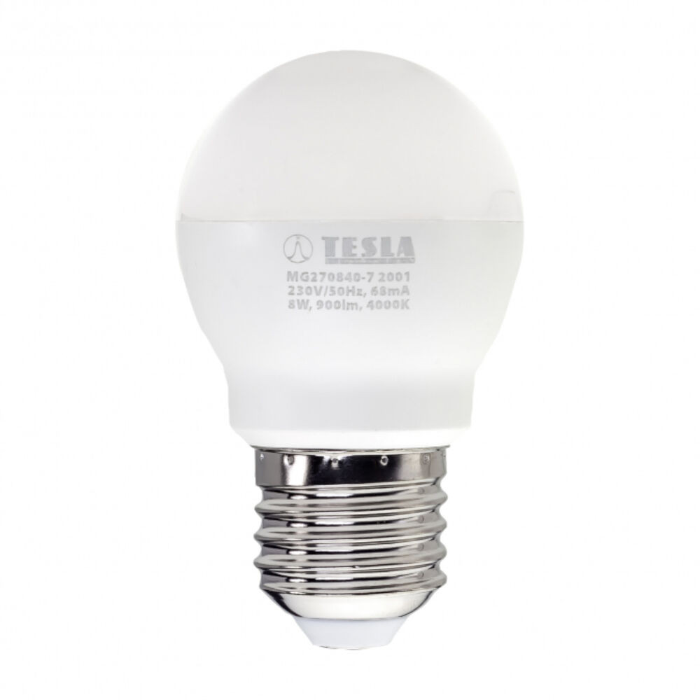 Tesla - LED minigömb izzó, E27, 8W, 230V, 900lm, 4000K, 220°