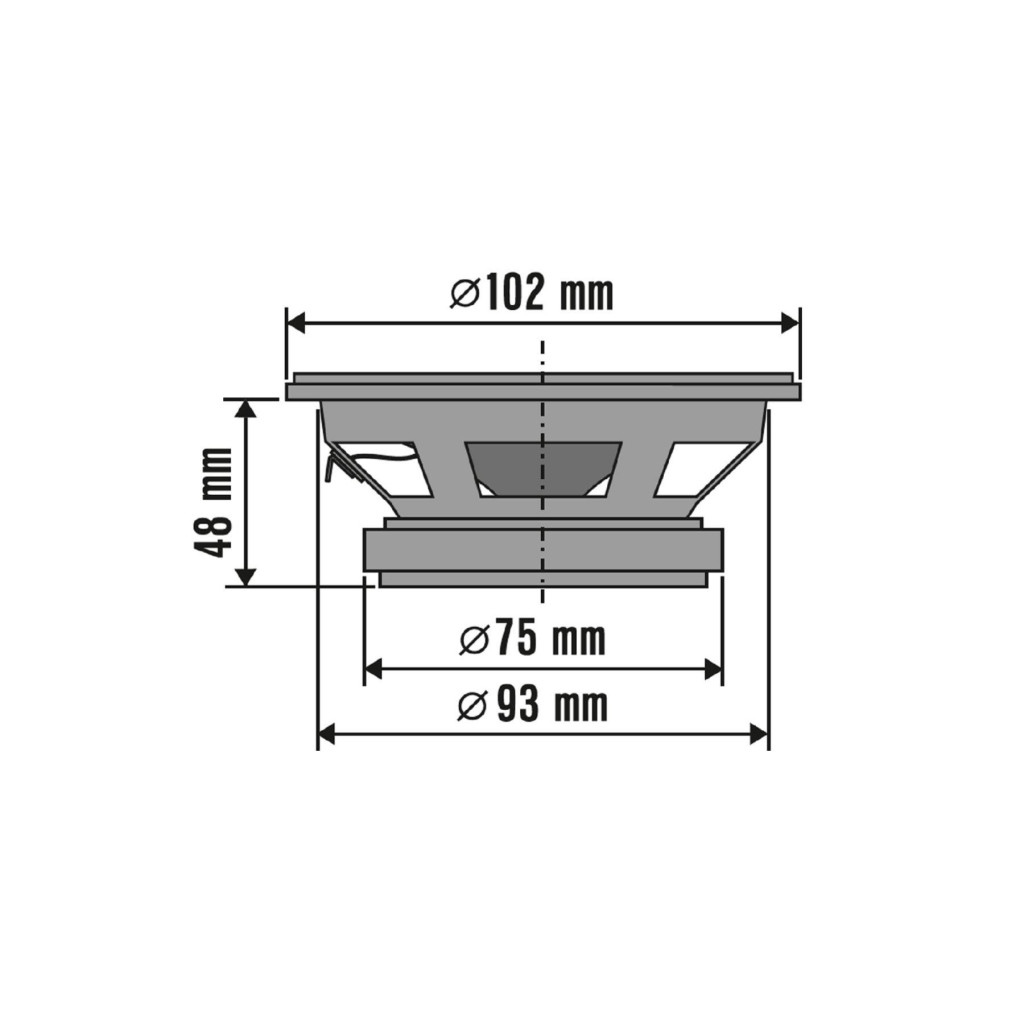 SAL BK 100 autóhangszóró pár, 100 mm, dupla kónusz, 2 x 45 Wmax, 4 Ohm, 55 - 19.000 Hz, 85 dB, PEI magas tölcsér, cellulóz mélyközép kónusz termék 2. képe