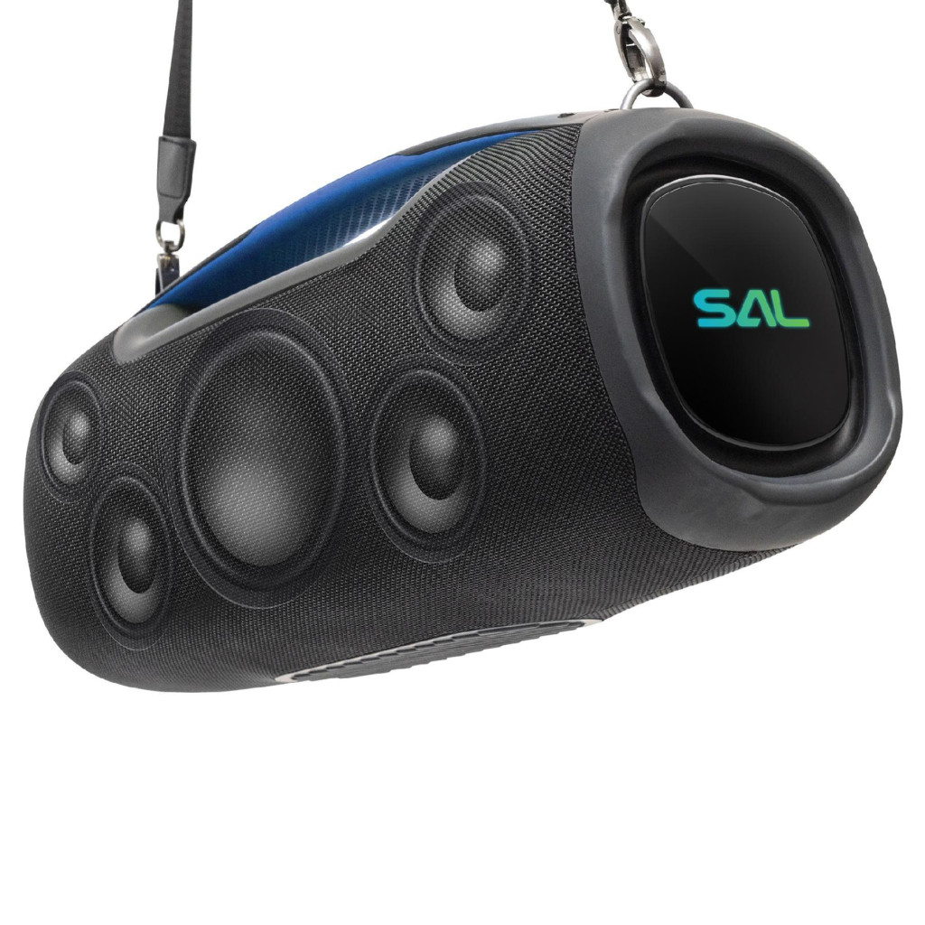 SAL BT9000 hordozható boombox, vezeték nélküli hangszóró, 100 W, IPX5, BT TWS, AUX, USB/microSD, Soft Touch gombok, ~10 h üzemidő, USB-C töltőkábel termék 2. képe